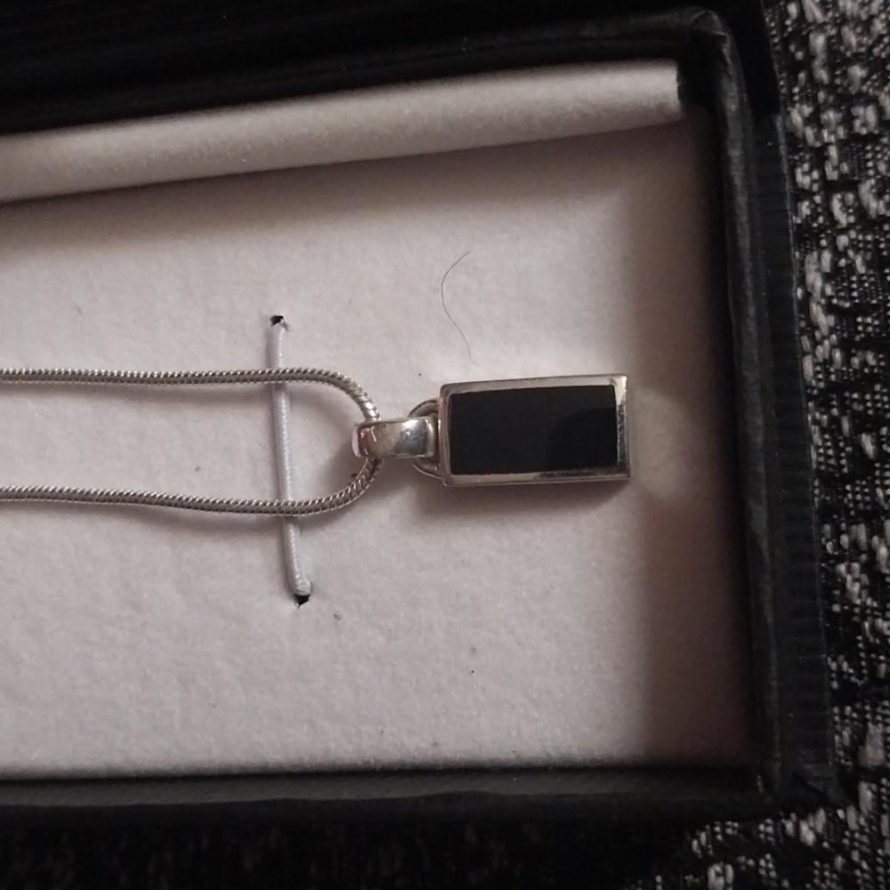 Vintage sterling silver black onyx necklace